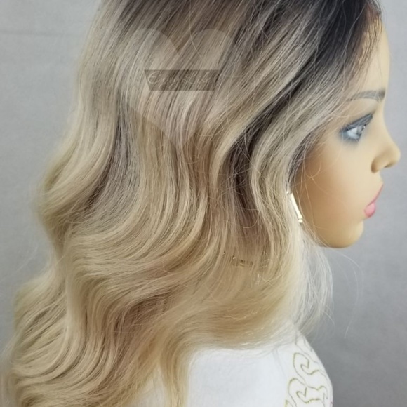blonde black root sexy bodywave lace front wig main image 5